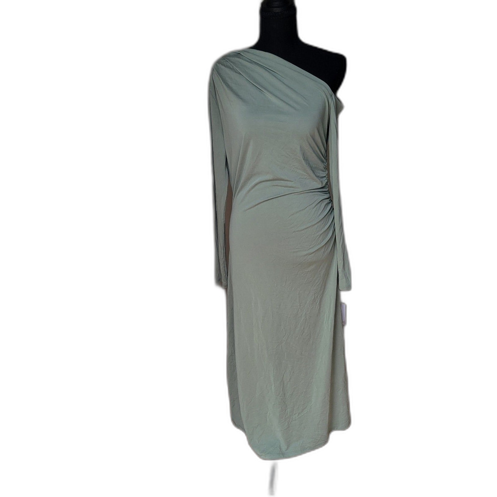Sophie Rue Rowan Maxi Dress NWT Sage Mint Green One-Shoulder Ruched Size M